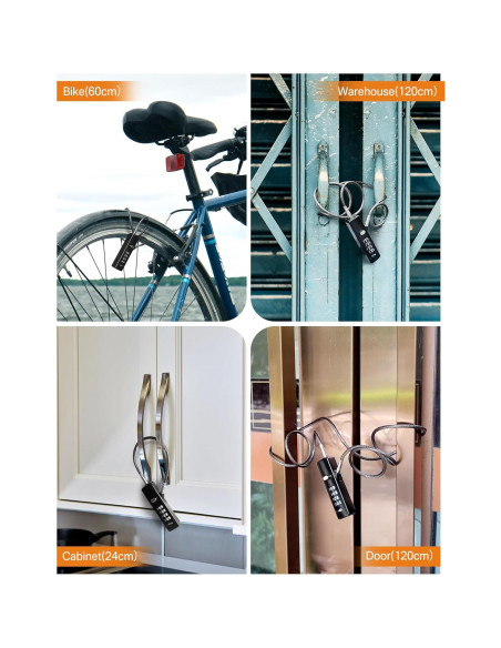 Candado de Combinación I-EASYDWW 4 Dígitos con 3 Cables de Acero