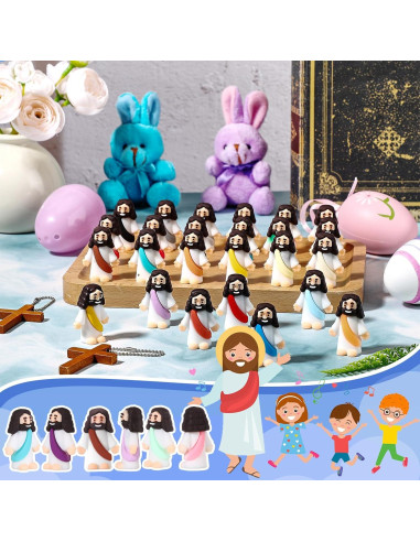Bememo 100 Figuras de Jesús de Goma Coloridas para Fiesta Religiosa