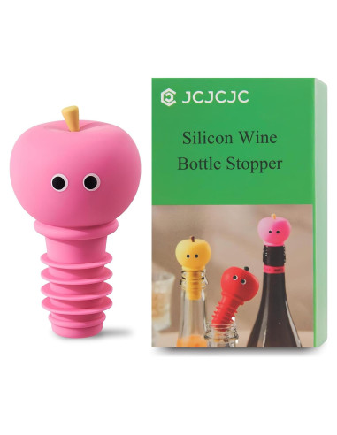 Tapón de Vino de Silicona JCJCJC Rosa Reutilizable 4x7 cm