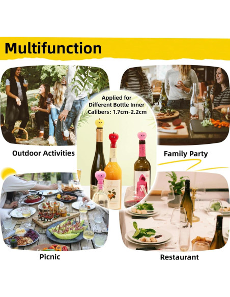 Tapón de Vino de Silicona JCJCJC Rosa Reutilizable 4x7 cm