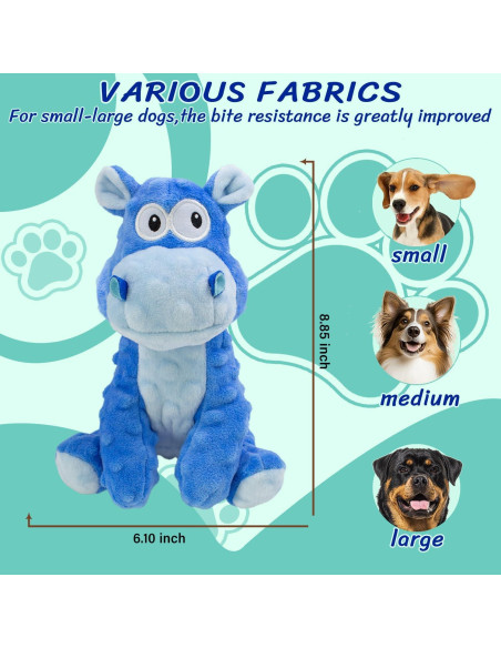 Juguete de Perro de Peluche Squeaky Hipopótamo Azul 15.5cm