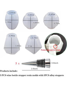 Juego de 5 Moldes de Silicona para Tapones de Vino Jiofaviu 2