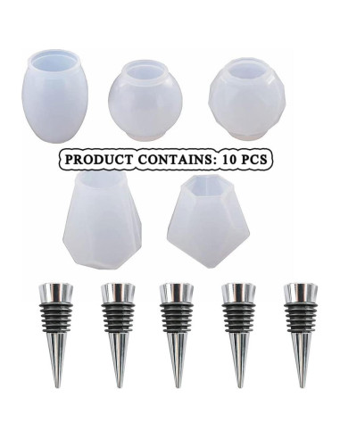 Juego de 5 Moldes de Silicona para Tapones de Vino Jiofaviu