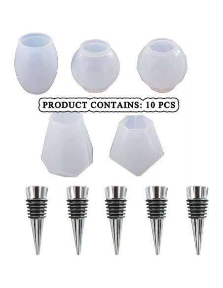 Juego de 5 Moldes de Silicona para Tapones de Vino Jiofaviu