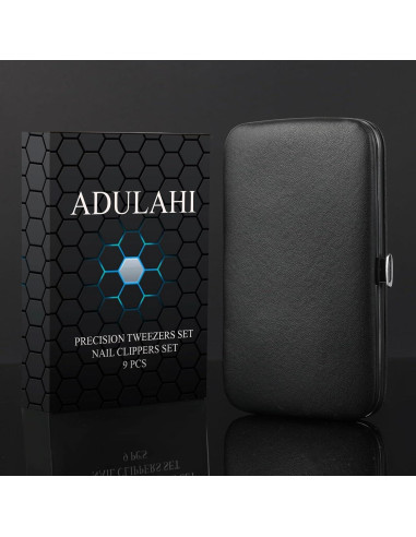Juego de Pinzas y Cortauñas Adulahi 9 Piezas Estuche Cuero