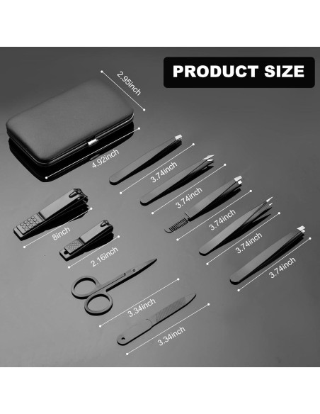 Juego de Pinzas y Cortauñas Adulahi 9 Piezas Estuche Cuero