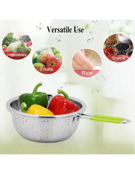 Colador de Acero Inoxidable Contiup con Mango Verde 20.1cm Colador de Acero Inoxidable Contiup con Mango Verde 20.1cm