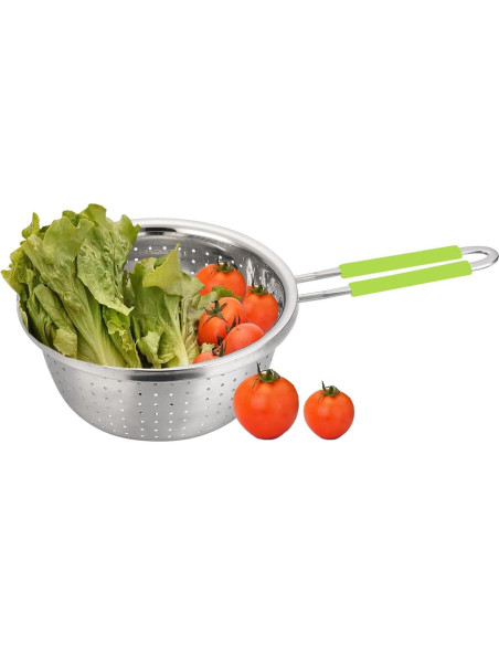 Colador de Acero Inoxidable Contiup con Mango Verde 20.1cm Colador de Acero Inoxidable Contiup con Mango Verde 20.1cm