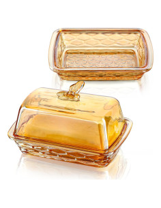 Plato de Mantequilla KANPURA de Cristal con Tapa 15x10 cm
