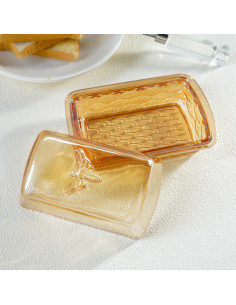 Plato de Mantequilla KANPURA de Cristal con Tapa 15x10 cm 2