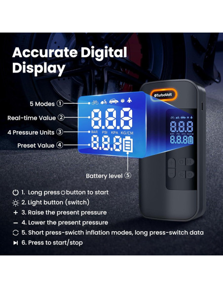 Compresor de Aire Portátil DynaVolt TL-INF001 150 PSI Inalámbrico Compresor de Aire Portátil DynaVolt TL-INF001 150 PSI Inalámbrico