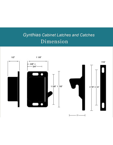 Cierres de Armario RV Gynthias - 4 Pestillos Universales Negros