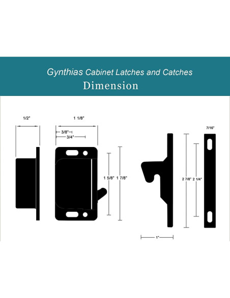 Cierres de Armario RV Gynthias - 4 Pestillos Universales Negros