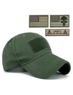 Gorra táctica camuflada con parches de calavera americana