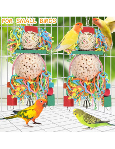 Juguetes para Aves BBjinronjy 2PCS Bola Sola Natural Colgante 2