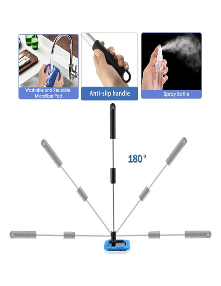 ASAHEL Kit de Limpieza de Parabrisas con Mango Extensible ASAHEL Kit de Limpieza de Parabrisas con Mango Extensible