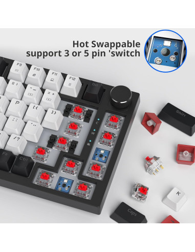 Teclado Mecánico Fogruaden 75% RGB Intercambiable Rojo