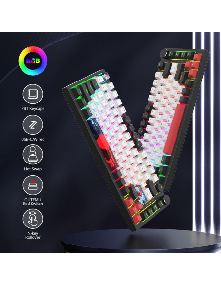 Teclado Mecánico Fogruaden 75% RGB Intercambiable Rojo