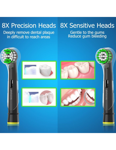 Cabezas de Repuesto Oral B YABEIKANG 16 Piezas + 16 Tapas Cabezas de Repuesto Oral B YABEIKANG 16 Piezas + 16 Tapas