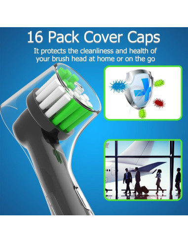 Cabezas de Repuesto Oral B YABEIKANG 16 Piezas + 16 Tapas