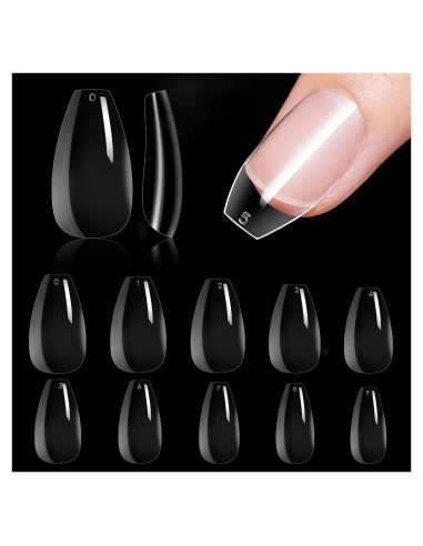 Uñas Falsas Coffin Cortas Makartt - 500pcs Transparentes