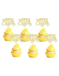 24 Adornos para Cupcakes de Pascua Ephlyn - Brillo Dorado
