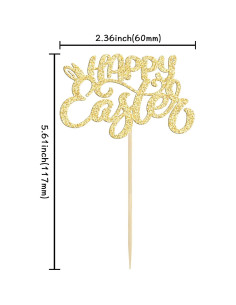 24 Adornos para Cupcakes de Pascua Ephlyn - Brillo Dorado 2