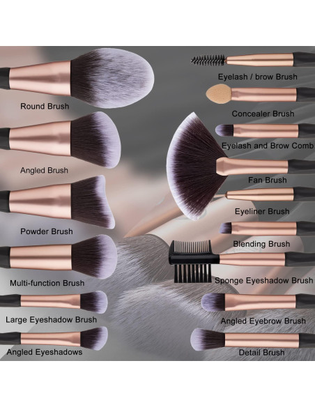 Set de 18 Pinceles de Maquillaje Negros Shenzhen Fenglida Set de 18 Pinceles de Maquillaje Negros Shenzhen Fenglida