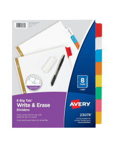Divisores Avery Big Tab Escribe y Borra 8 Pestañas Multicolor