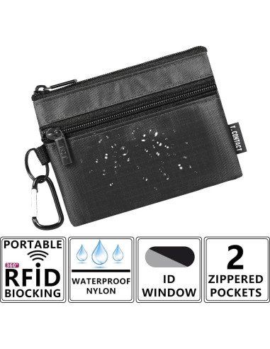 Billetera Slim T.CONTACT con Bloqueo RFID y Ventana ID - Negra