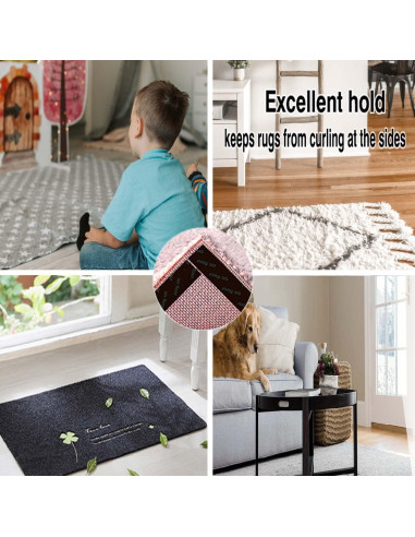 Cinta Antideslizante para Alfombra 12 Pcs Negra Reutilizable