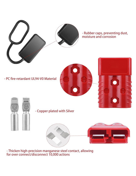 Conector Rápido de Batería MUYI 175A 2-4 Gauge Rojo (2 Piezas)