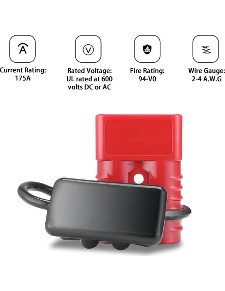 Conector Rápido de Batería MUYI 175A 2-4 Gauge Rojo (2 Piezas)