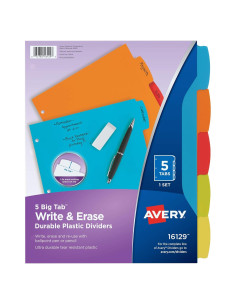Separadores de plástico Avery Big Tab 5 pestañas multicolor