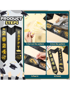 Toga de Graduación Unisex Spakon con Parches y Letras 2