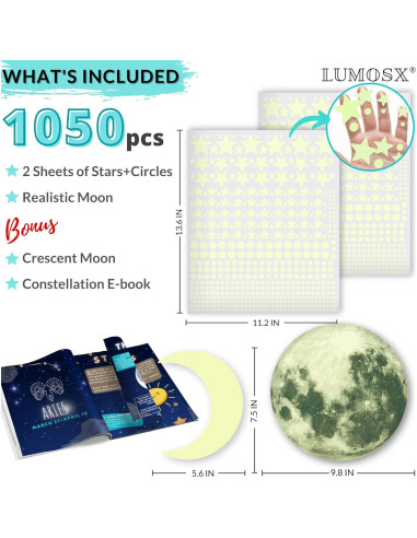 Estrellas Brillantes LUMOSX 1050 Piezas para Techo Azul