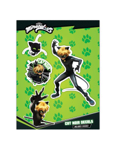 Set de 3 Calcomanías Cat Noir Miraculous - Vinilo para Laptop y Botella