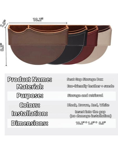 Organizador de Coche UINSUE de Cuero Negro-Doble con Carga Organizador de Coche UINSUE de Cuero Negro-Doble con Carga
