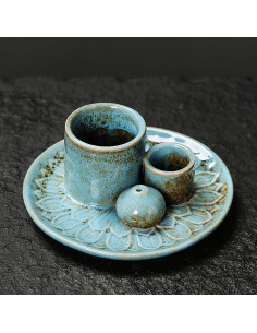 Soporte de Incienso y Vela Cerámico YIENENG 4 en 1 Azul 2