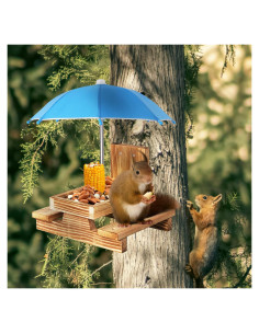 Comedero para Ardillas Gnodary con Paraguas Azul Claro