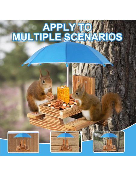 Comedero para Ardillas Gnodary con Paraguas Azul Claro