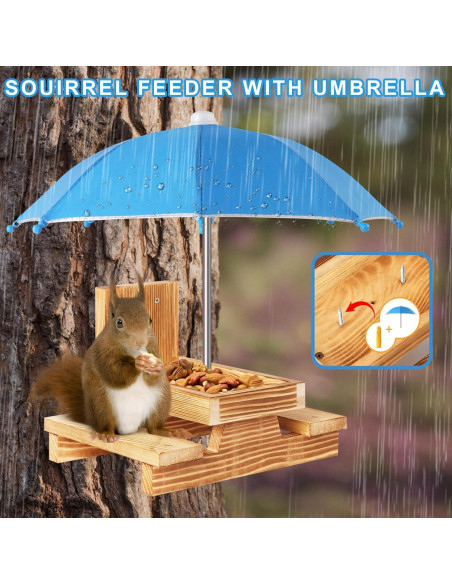 Comedero para Ardillas Gnodary con Paraguas Azul Claro