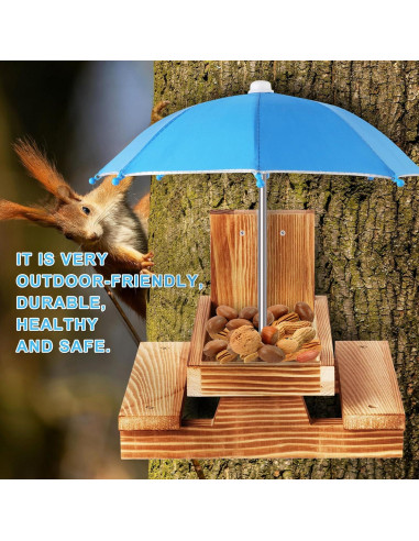 Comedero para Ardillas Gnodary con Paraguas Azul Claro