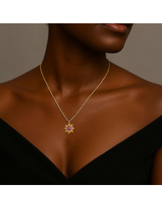 Collar Sol Dorado con Ópalo para Mujeres - Joyería de Acero 2