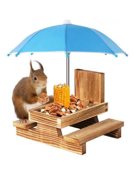 Comedero para Ardillas Gnodary con Paraguas Azul Claro