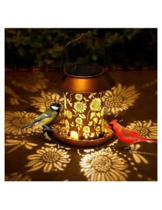 Comedero de Aves Solares WACLSTDAY Colibrí Metal Cobre Rojo