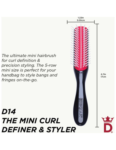 Cepillo para Cabello Rizado Denman Mini Curl Definer D14 Cepillo para Cabello Rizado Denman Mini Curl Definer D14