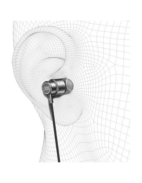 Auriculares UliX Rider con micrófono, 1.28m, Gris