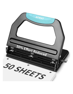 Perforadora de 3 Agujeros AFMAT Metal 50 Hojas Esfuerzo Reducido