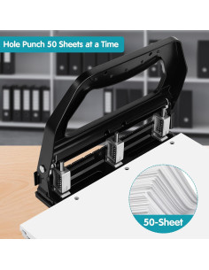 Perforadora de 3 Agujeros AFMAT Metal 50 Hojas Esfuerzo Reducido 2